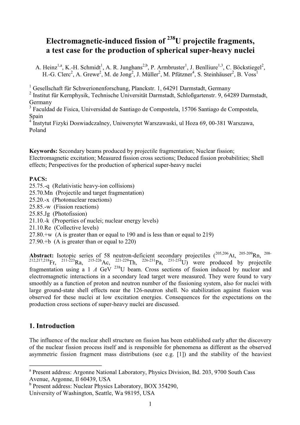 Fission of 238U Projectile Fragments Induced in a Secondary Lead Target