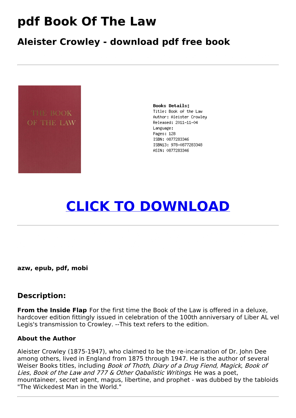Pdf Book of the Law Aleister Crowley