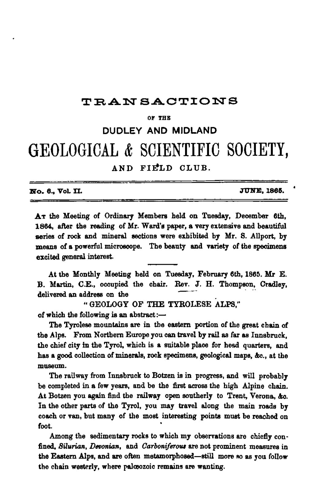 Transactions of the Dudley and Midland Geological & Scientific