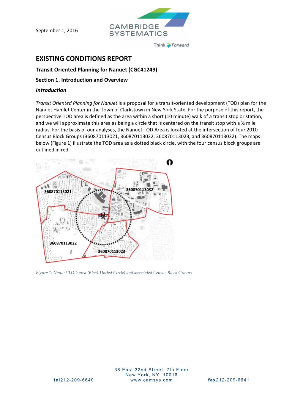 EXISTING CONDITIONS REPORT Transit Oriented Planning for Nanuet (CGC41249) Section 1