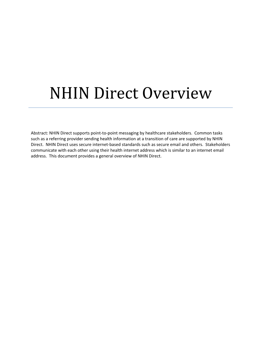 NHIN Direct Overview