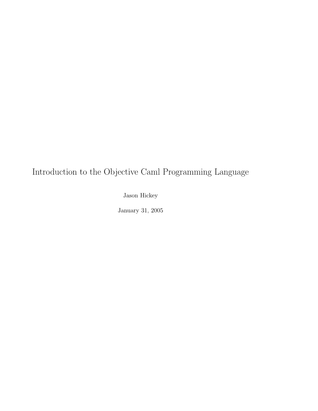 Introduction to the Objective Caml Programming Language