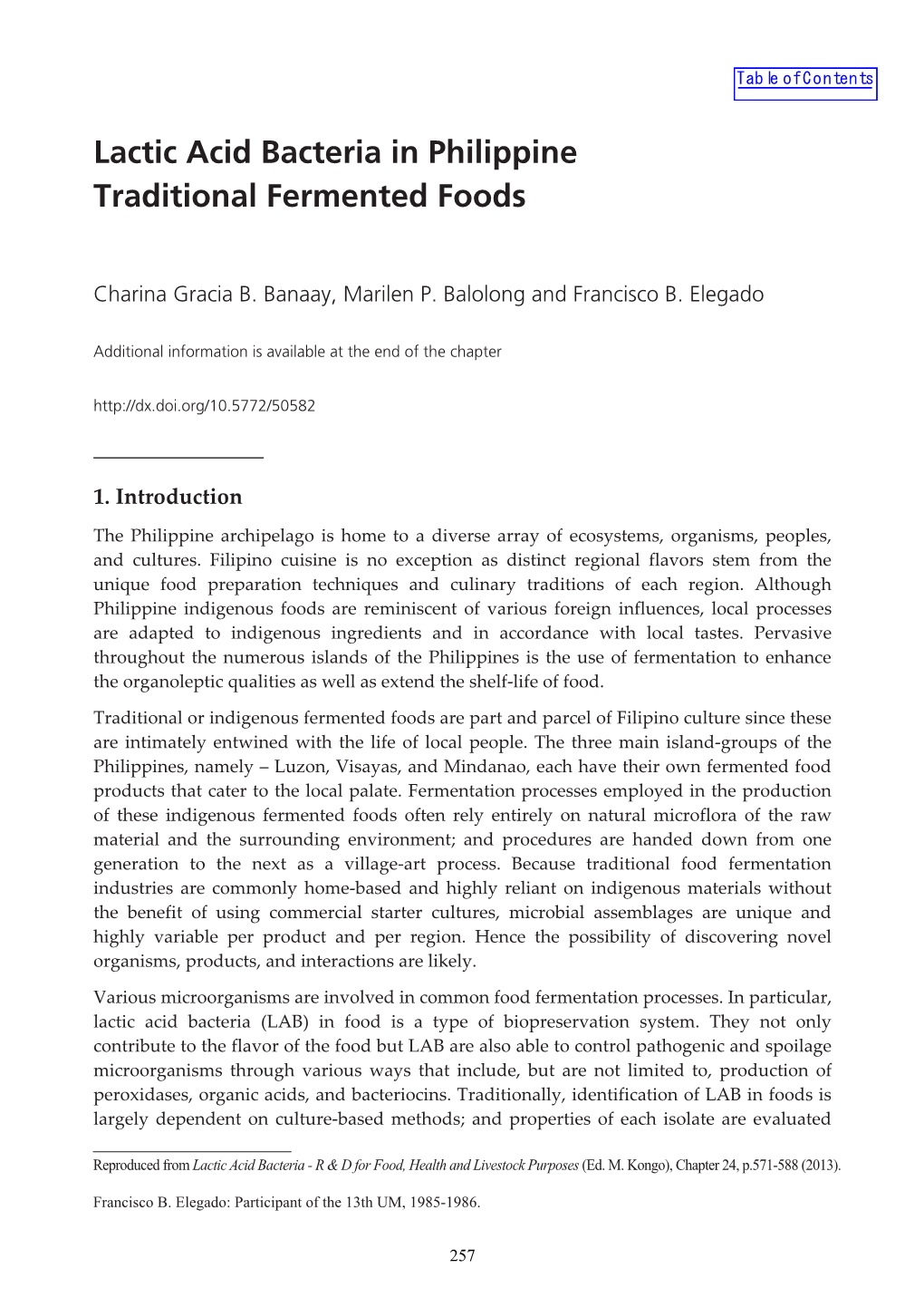 Lactic Acid Bacteria in Philippine Traditional Fermented Foods