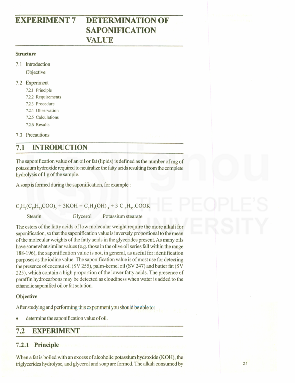 Experiment 7 Determination of Saponification Value