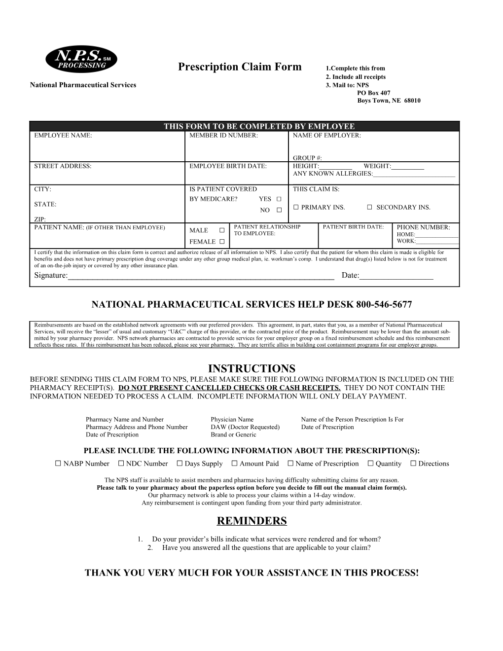 Hand Claim Form