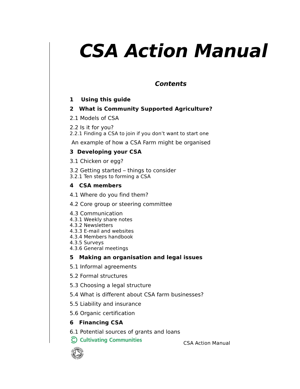 CSA Action Manual