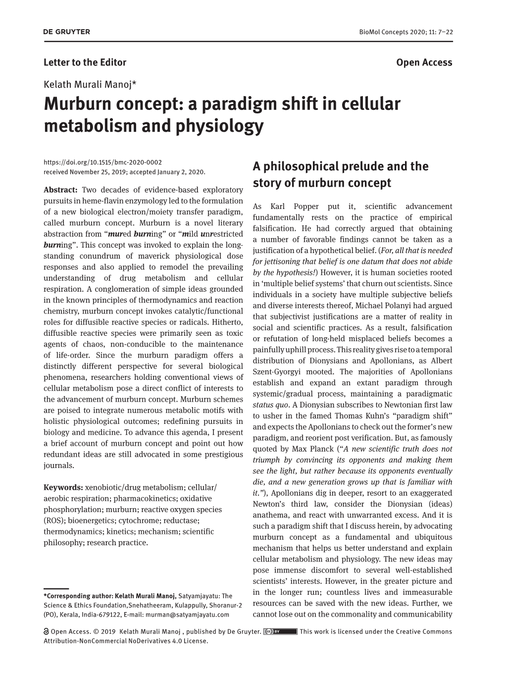 Murburn Concept: a Paradigm Shift in Cellular Metabolism and Physiology