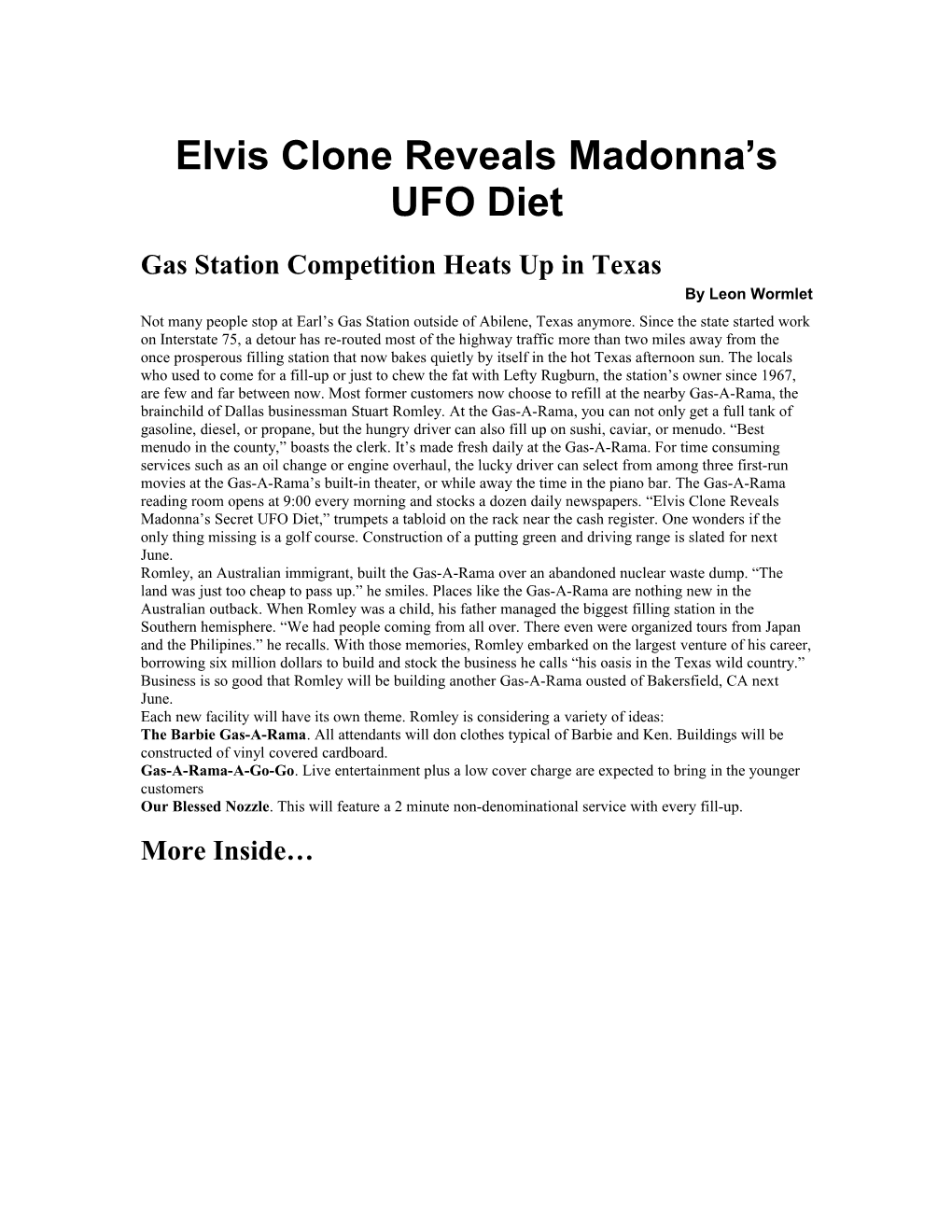 Elvis Clone Reveals Madonna S UFO Diet