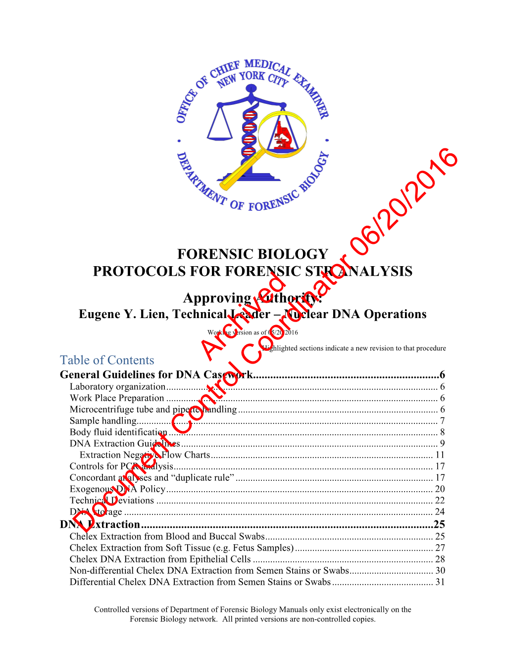 Protocols for STR Analysis Effective 041516