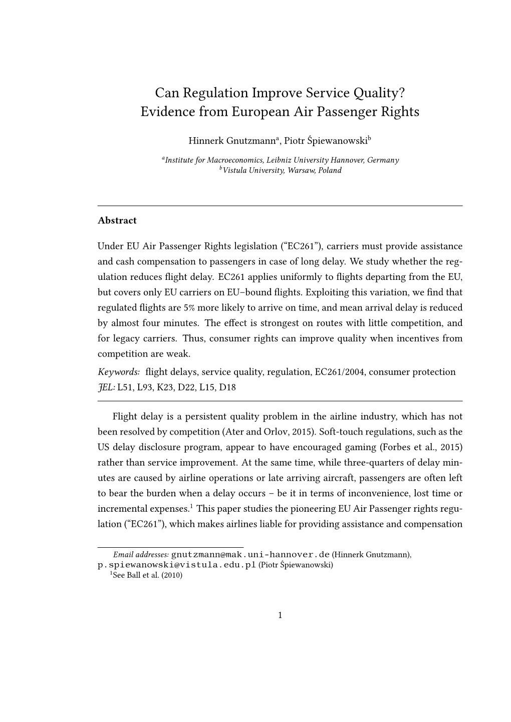 Evidence from European Air Passenger Rights