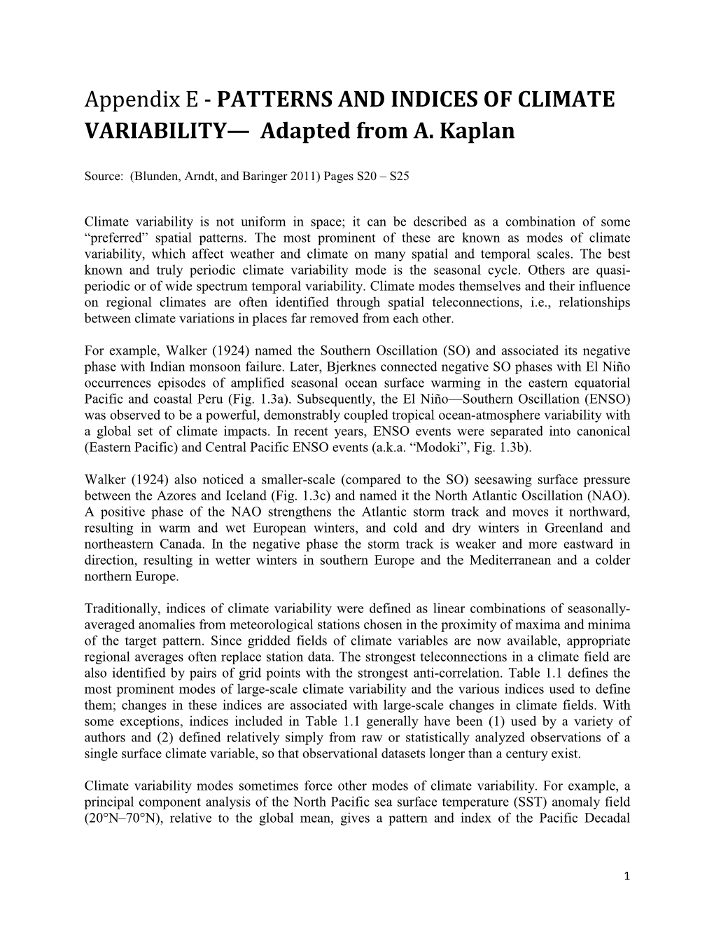 PATTERNS and INDICES of CLIMATE VARIABILITY— Adapted from A