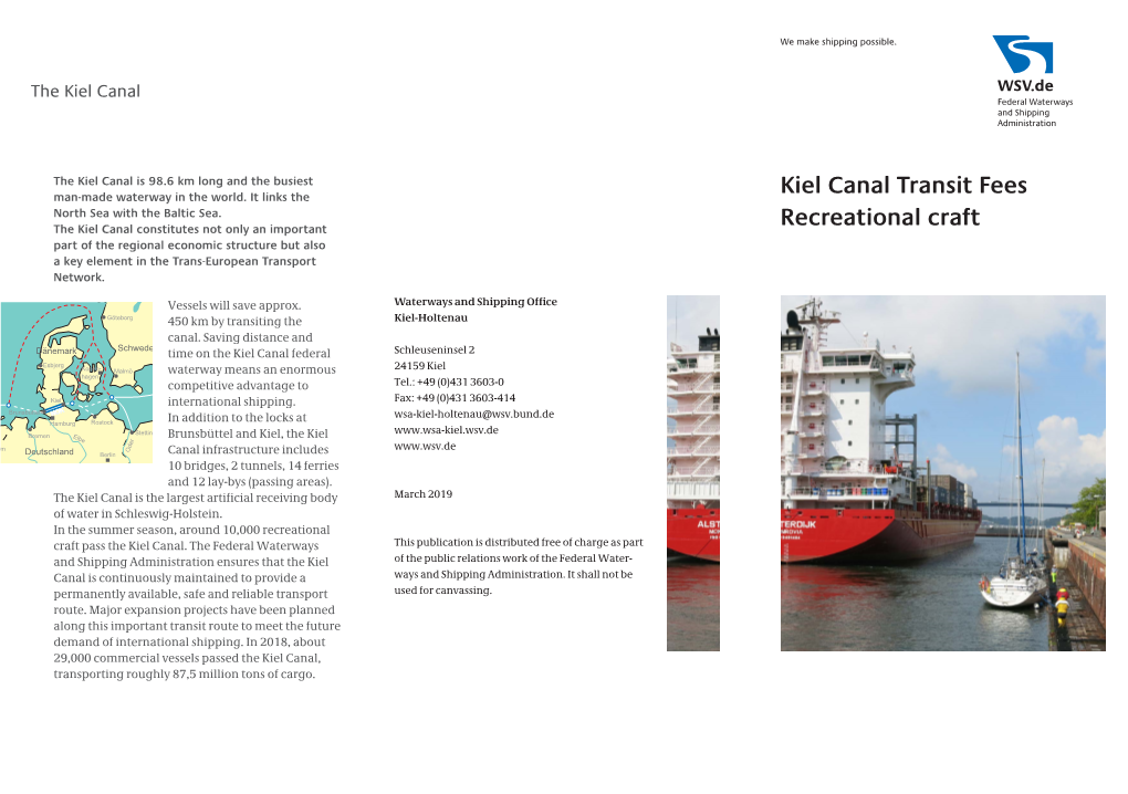Kiel Canal Transit Fees Recreational Craft
