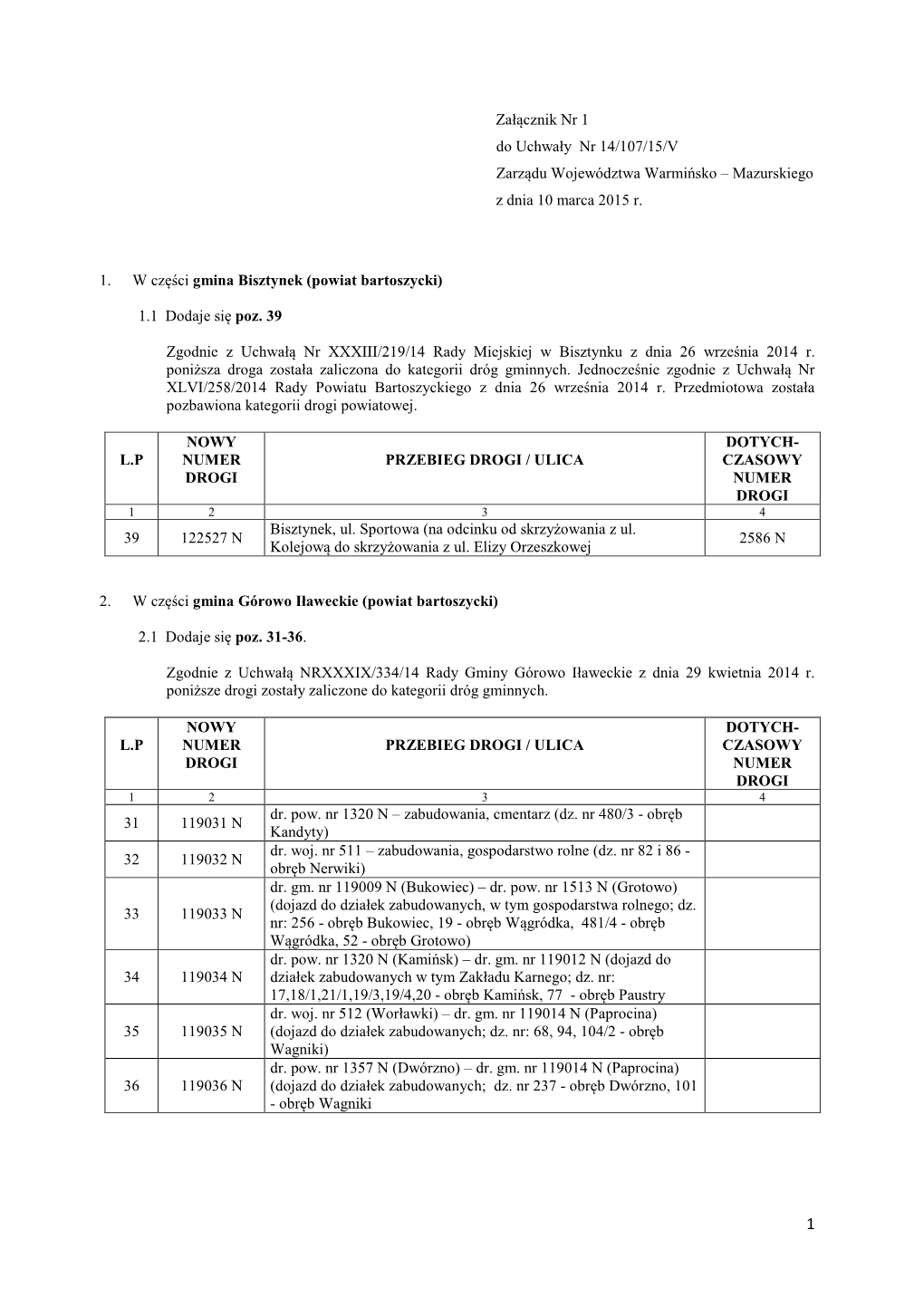 Załącznik Nr 1 Do Uchwały Nr 14/107/15/V Zarządu Województwa