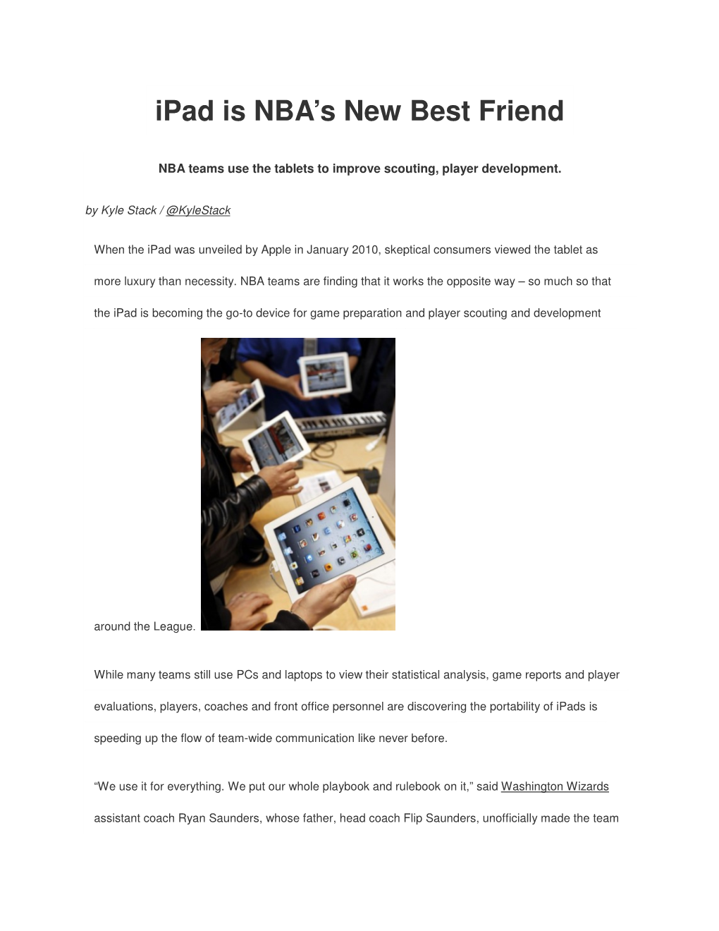 Ipad Is NBA's New Best Friend