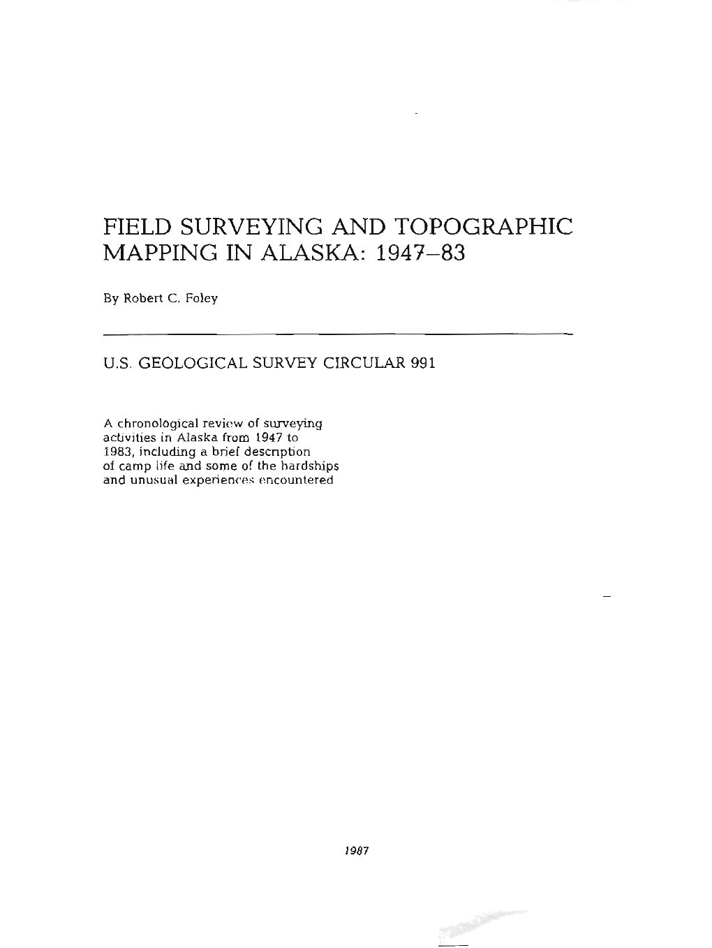Field Surveying and Topographic Mapping in Alaska: 1947-83