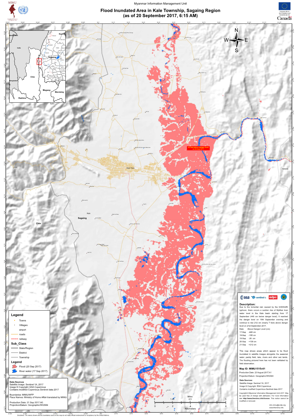 Flood Inundated Area in Kale Township, Sagaing Region (As of 20 September 2017, 6:15 AM)