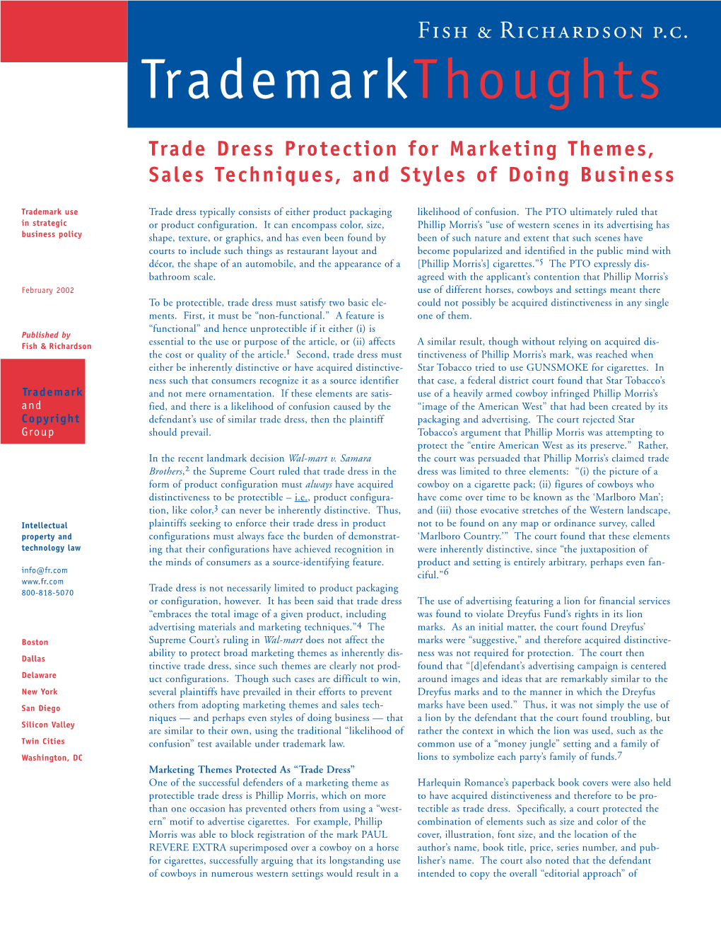 Trade Dress Protection for Marketing Themes, Sales Techniques, and Styles of Doing Business