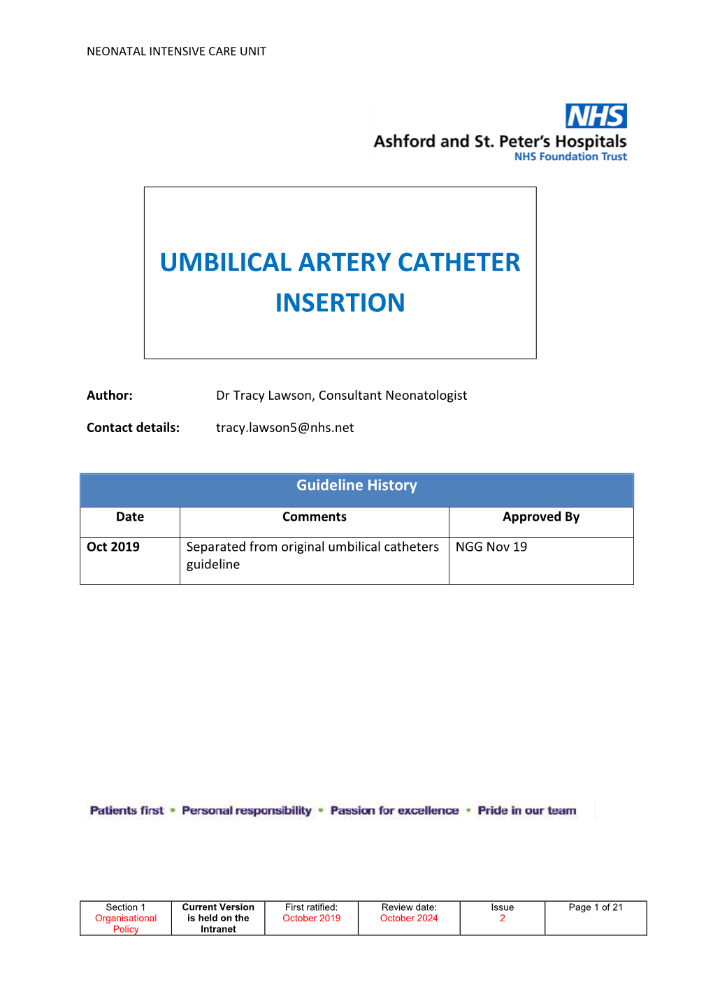 Umbilical Artery Catheter Insertion