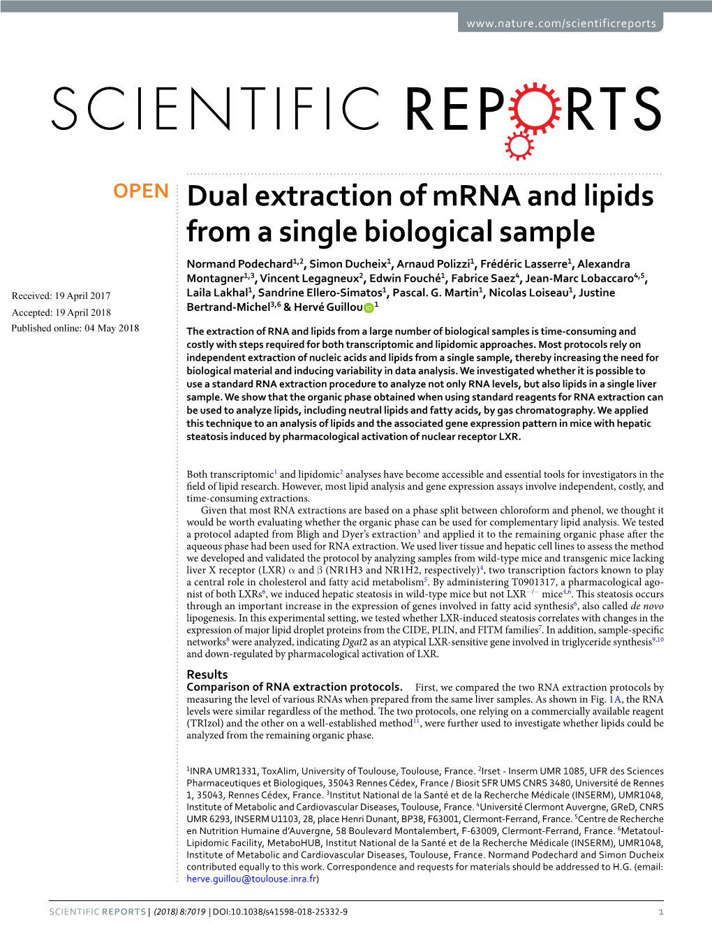 Dual Extraction of Mrna and Lipids from a Single Biological Sample