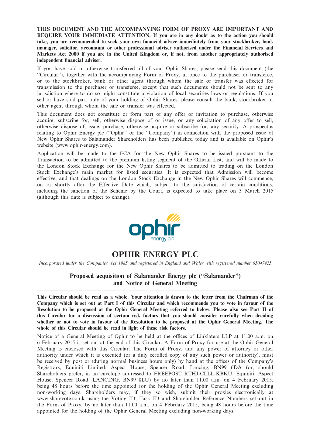 Ophir Energy