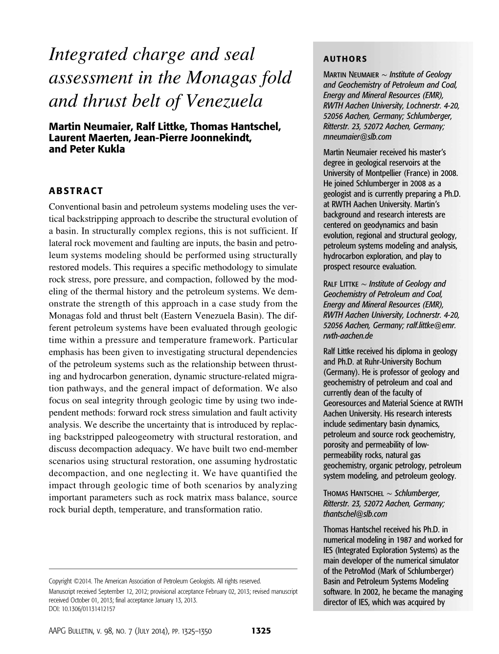 Integrated Charge and Seal Assessment in the Monagas Fold