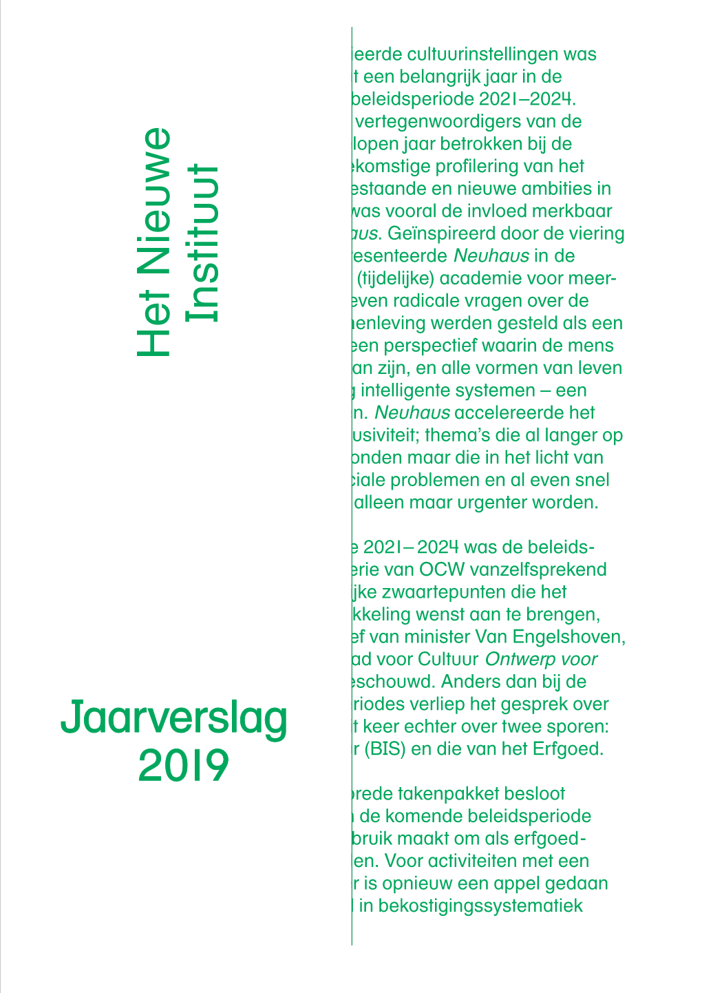 Jaarverslag 2019 H Et N Ieuwe Instituut