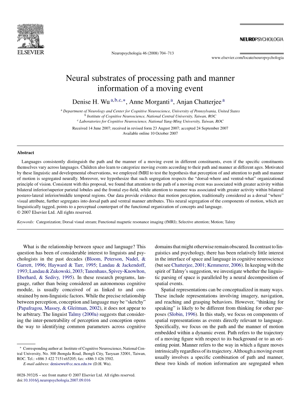 Neural Substrates of Processing Path and Manner Information of a Moving Event Denise H