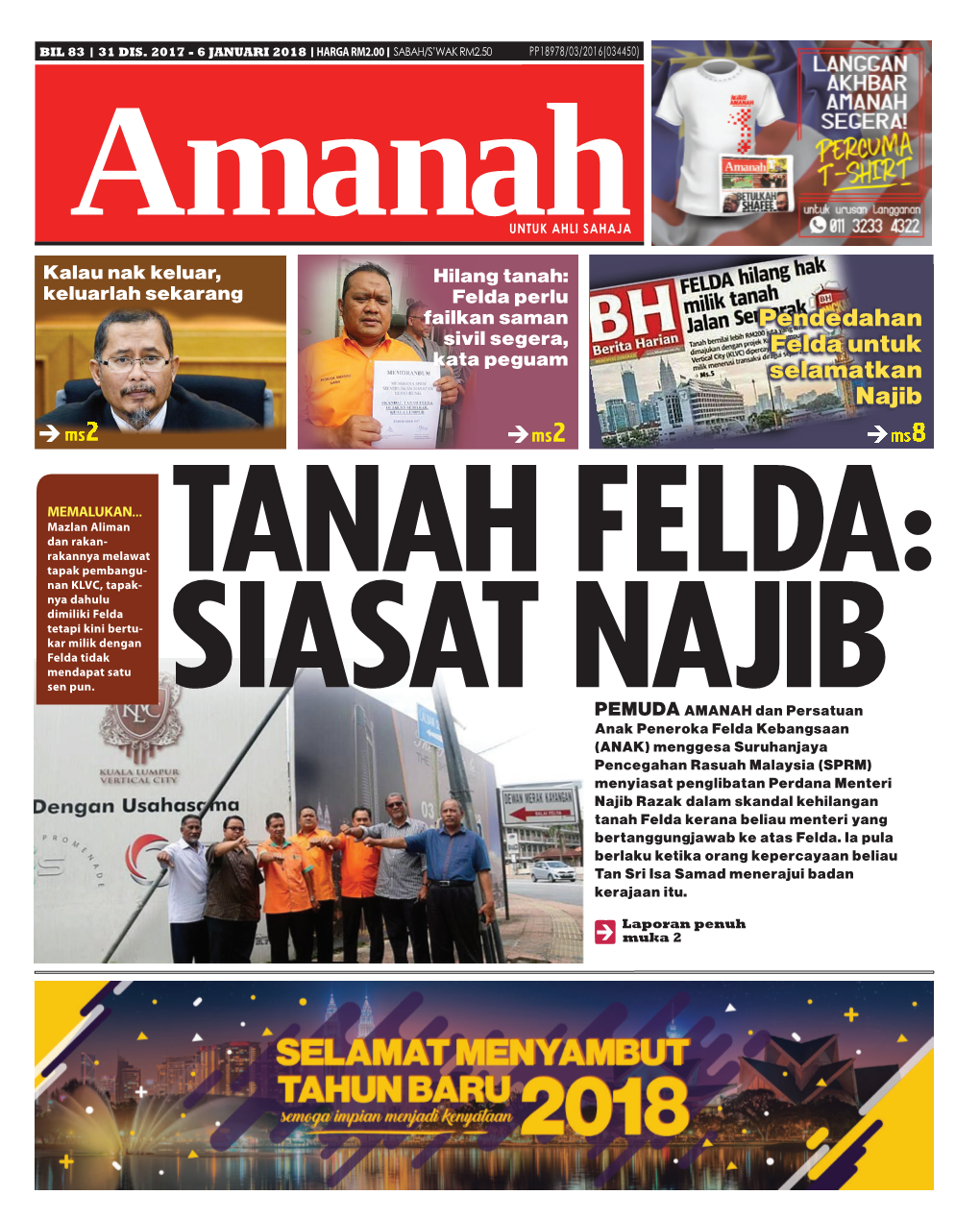 EDISI 83 • 31 DISEMBER 2017 - 6 JANUARI 2018 • Amanah