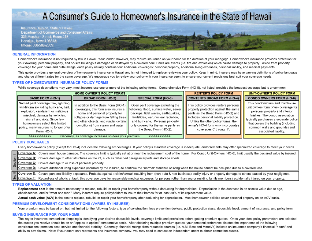 Homeowners Guide Premium Comparison