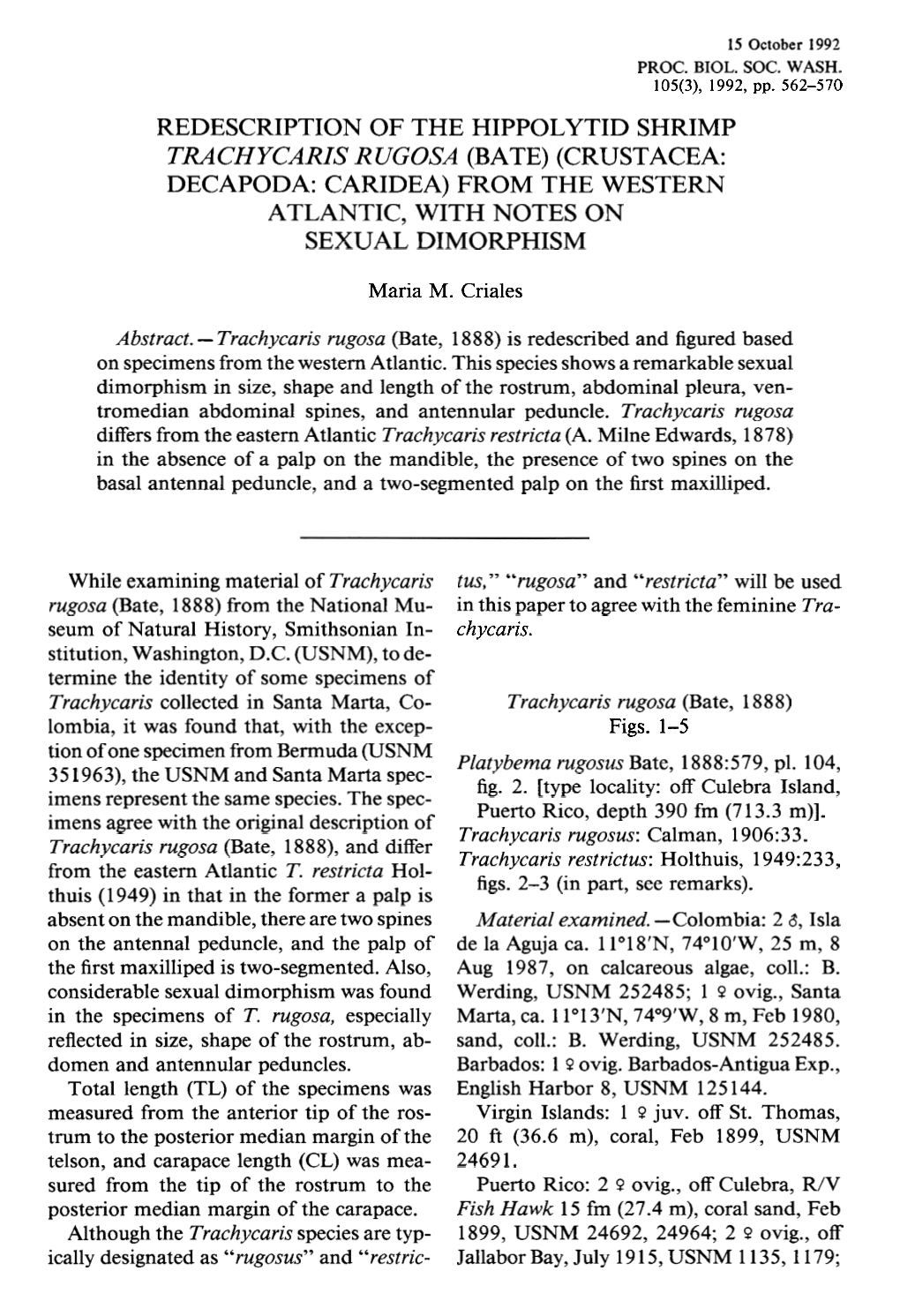 (Crustacea: Decapoda: Caridea) from the Western Atlantic, with Notes on Sexual Dimorphism