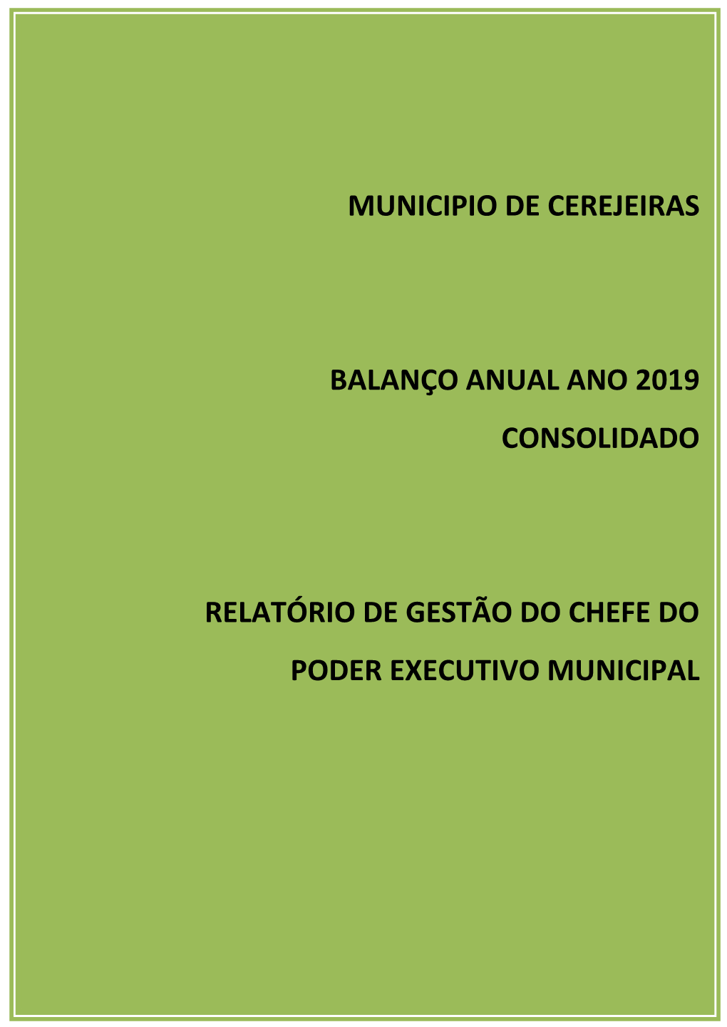 Municipio De Cerejeiras Balanço Anual Ano 2019