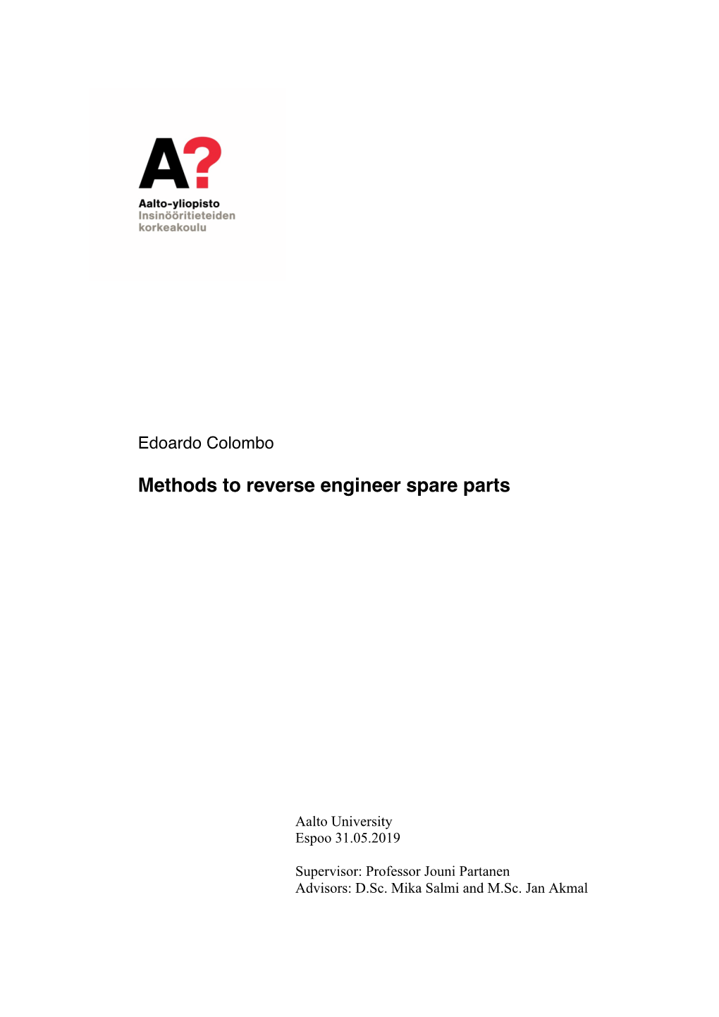 Methods to Reverse Engineer Spare Parts