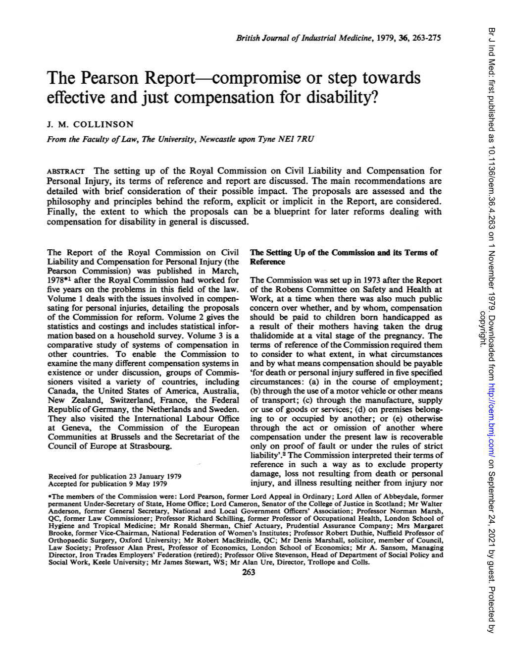 The Pearson Report-Compromise Or Step Towards Effective and Just Compensation for Disability?