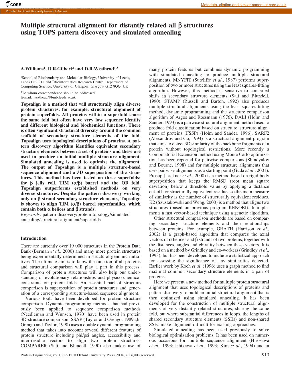 Multiple Structural Alignment for Distantly Related All B Structures Using TOPS Pattern Discovery and Simulated Annealing