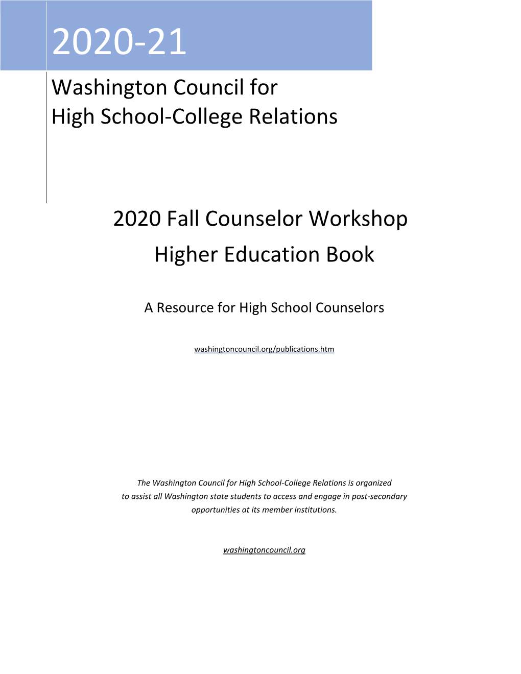 2020‐21 Washington Council for High School‐College Relations