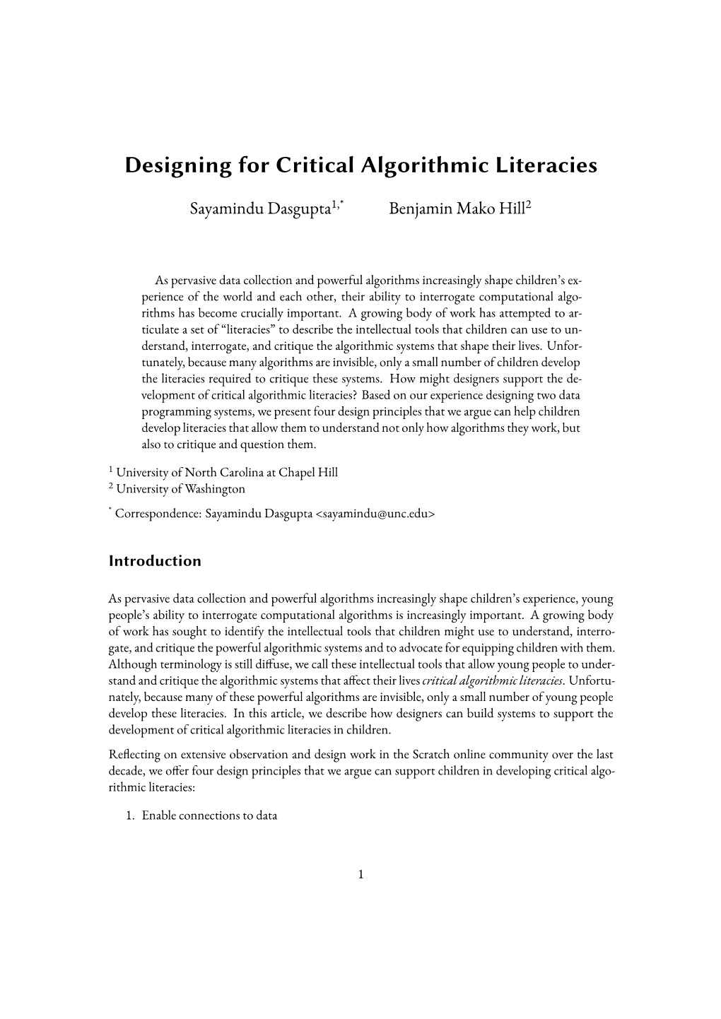 Designing for Critical Algorithmic Literacies