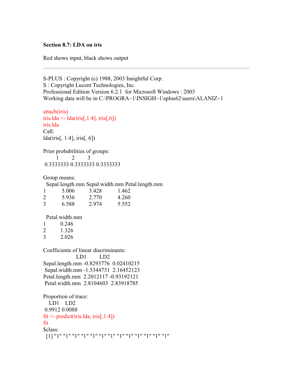 LDA on Iris