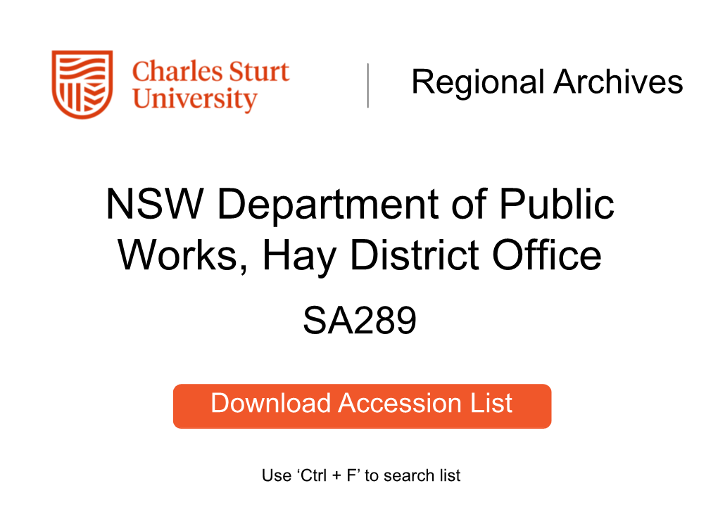 NSW Department of Public Works, Hay District Office SA289