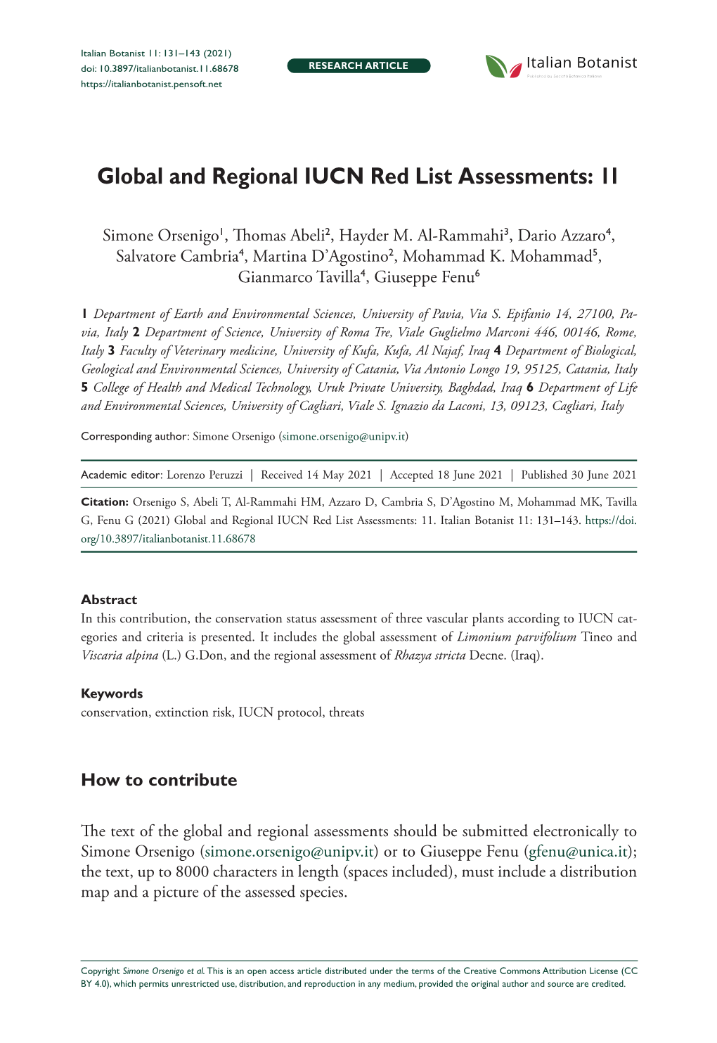 ﻿Global and Regional IUCN Red List Assessments: 11