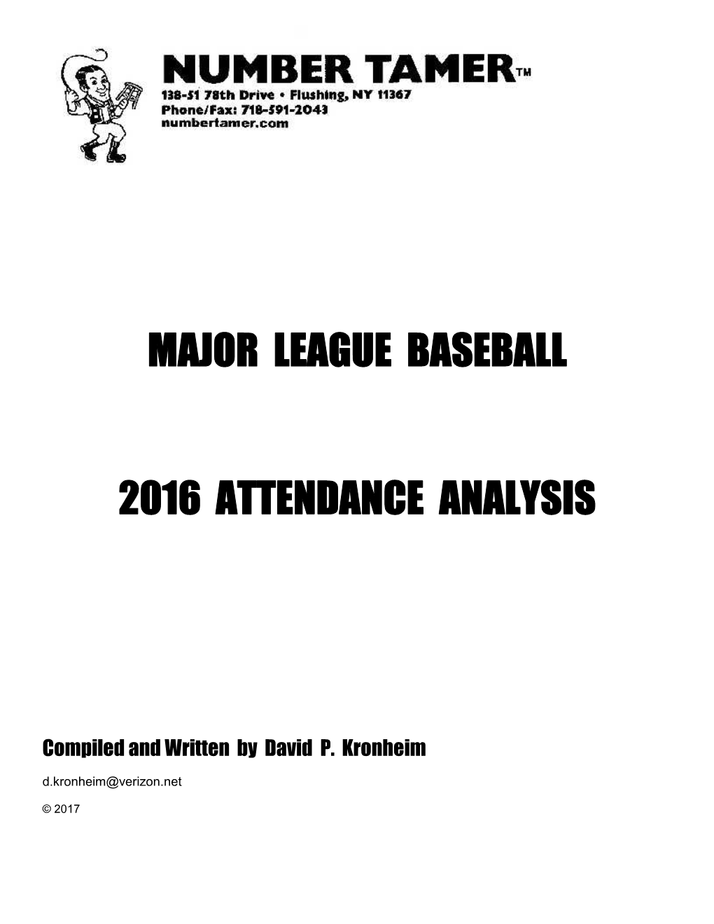 2016 Major League Baseball Attendance Analysis