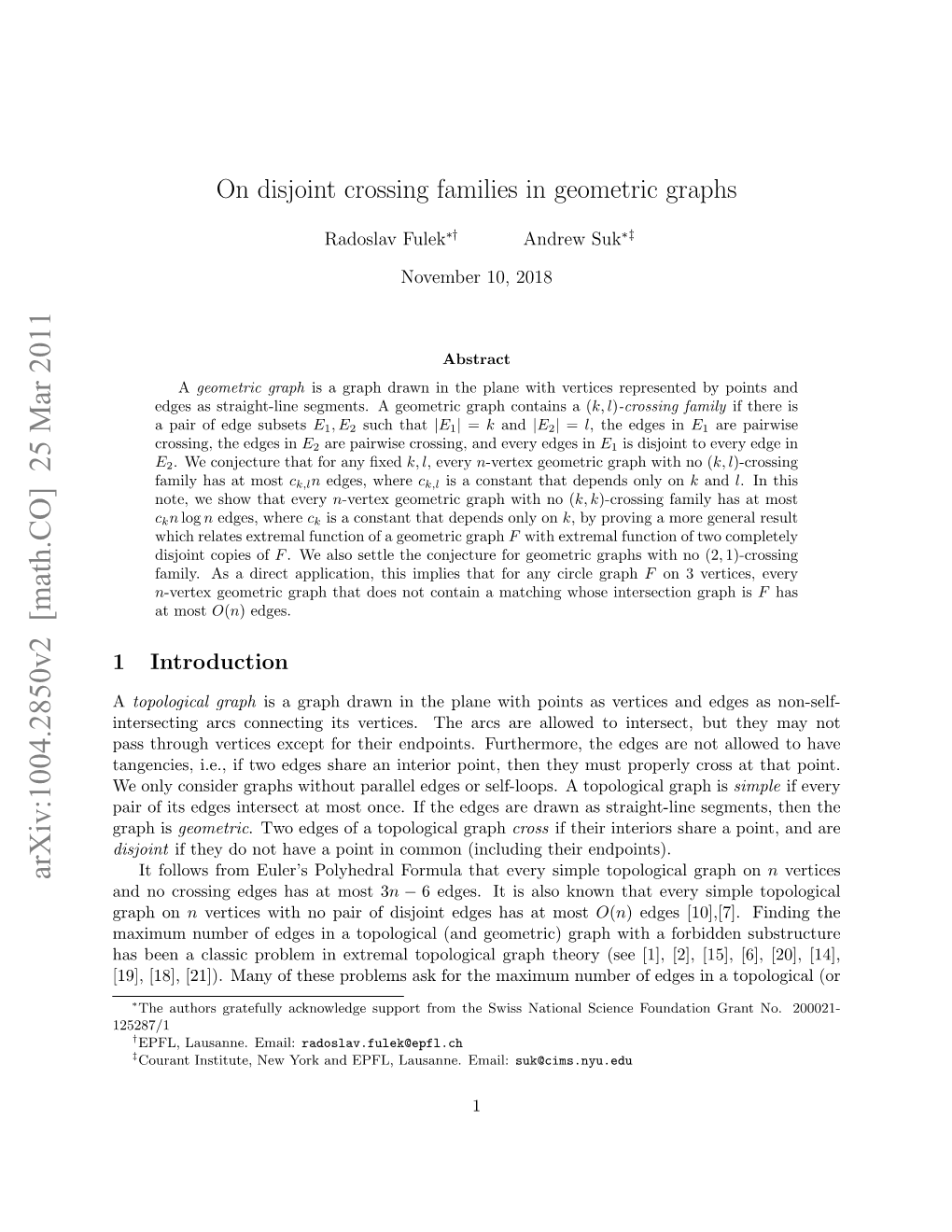 On Disjoint Crossing Families in Geometric Graphs