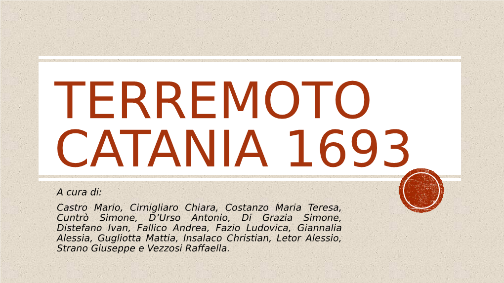 Il Terremoto Di Catania Del 1693