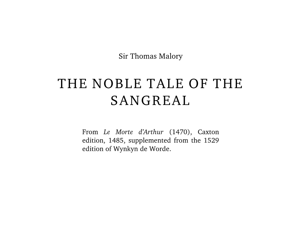 The Noble Tale of the Sangreal