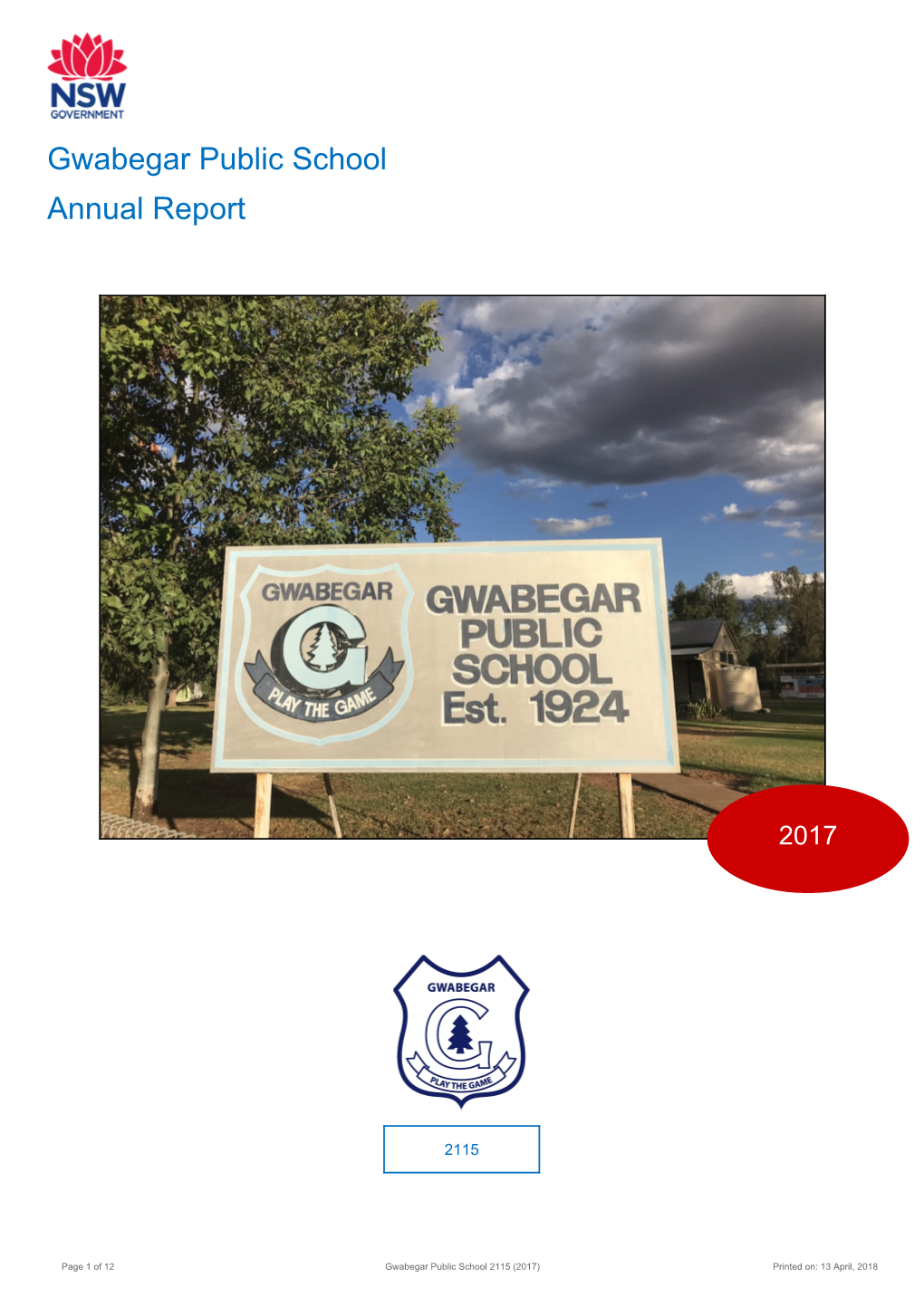 2017 Gwabegar Public School Annual Report