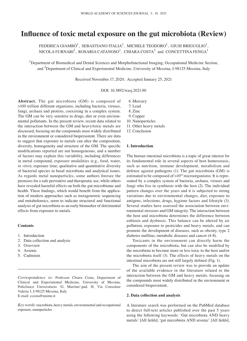 Influence of Toxic Metal Exposure on the Gut Microbiota (Review)