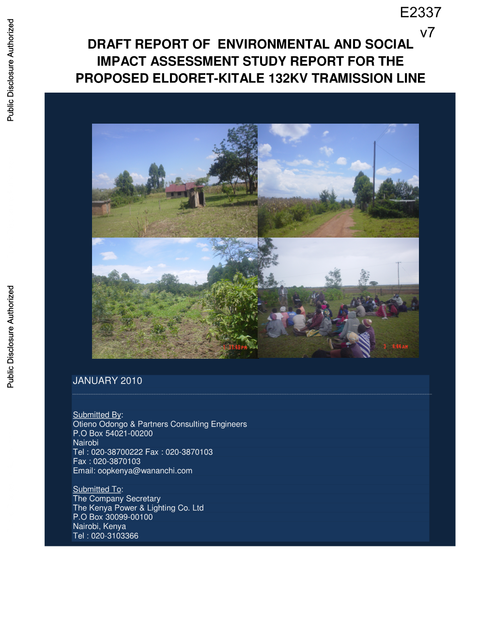 Draft Report of Environmental and Social Impact Assessment Study Report for The