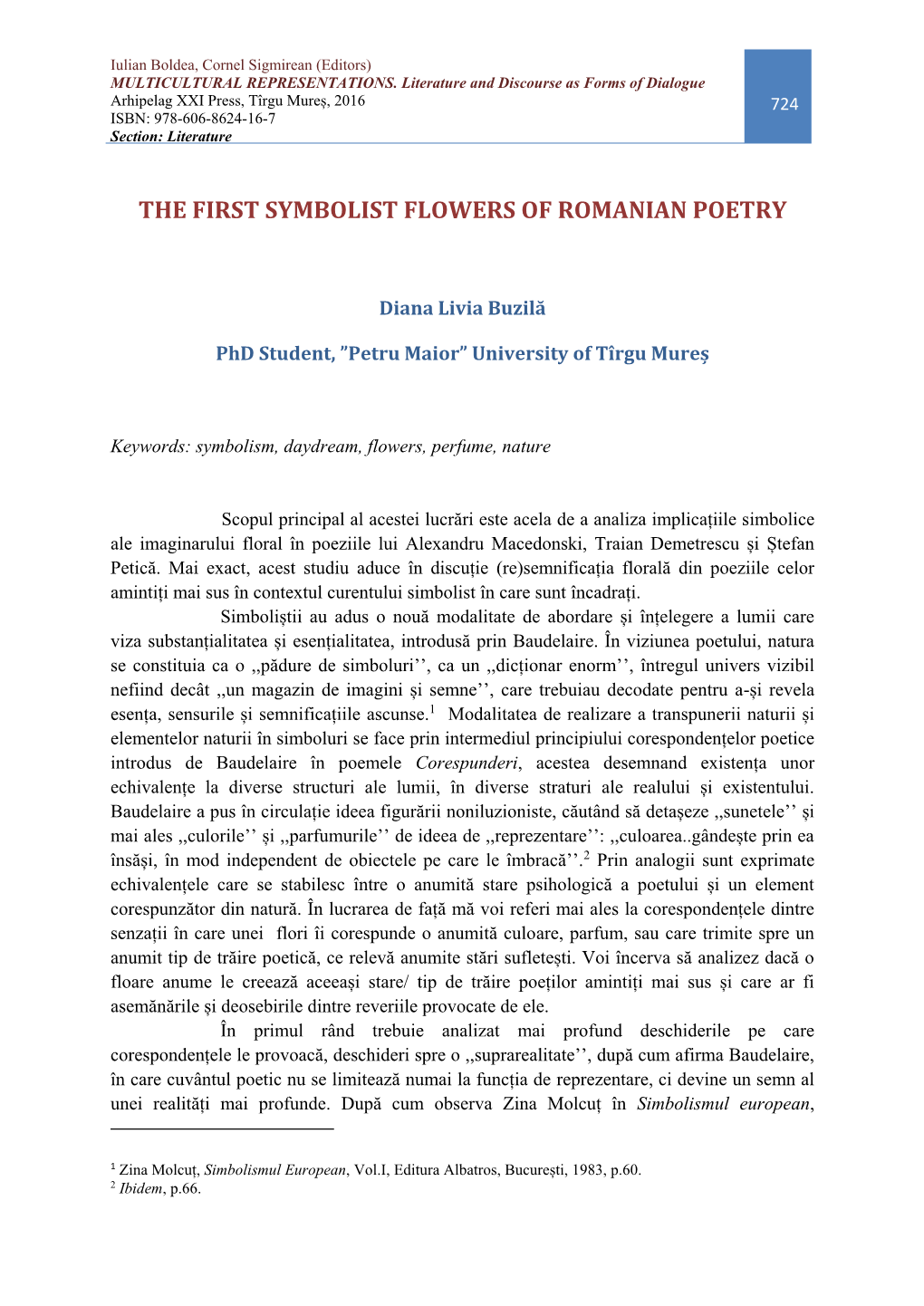 The First Symbolist Flowers of Romanian Poetry