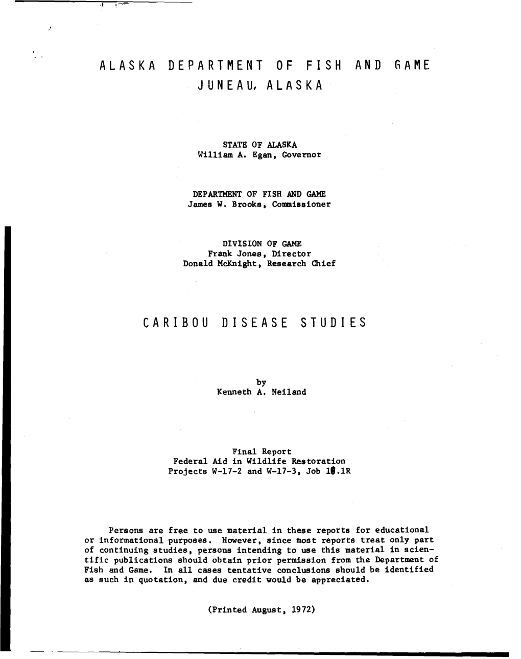 Caribou Disease Studies