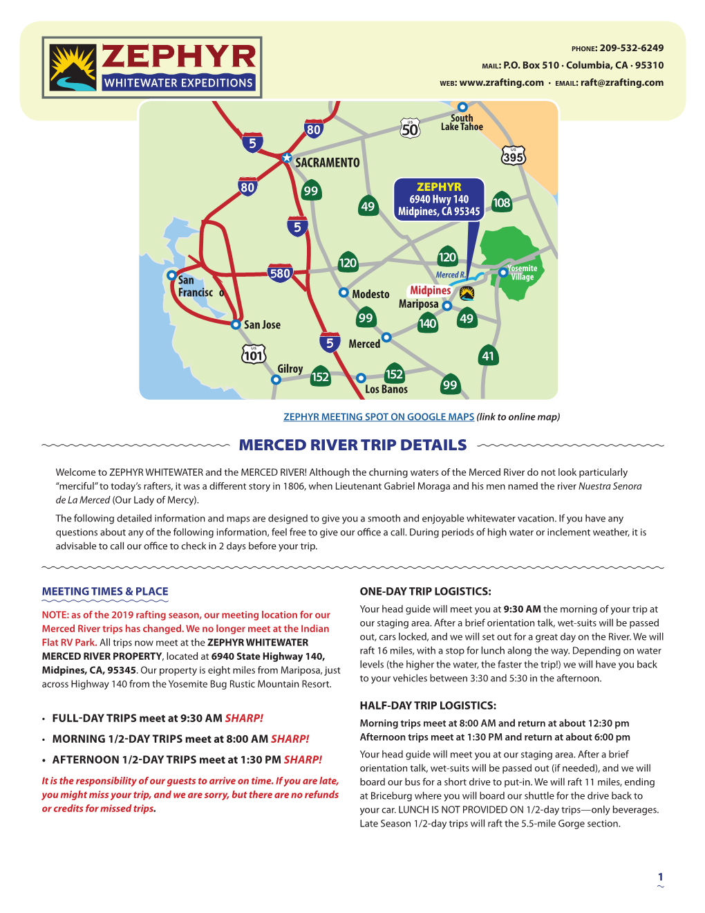 Merced River Trip Details