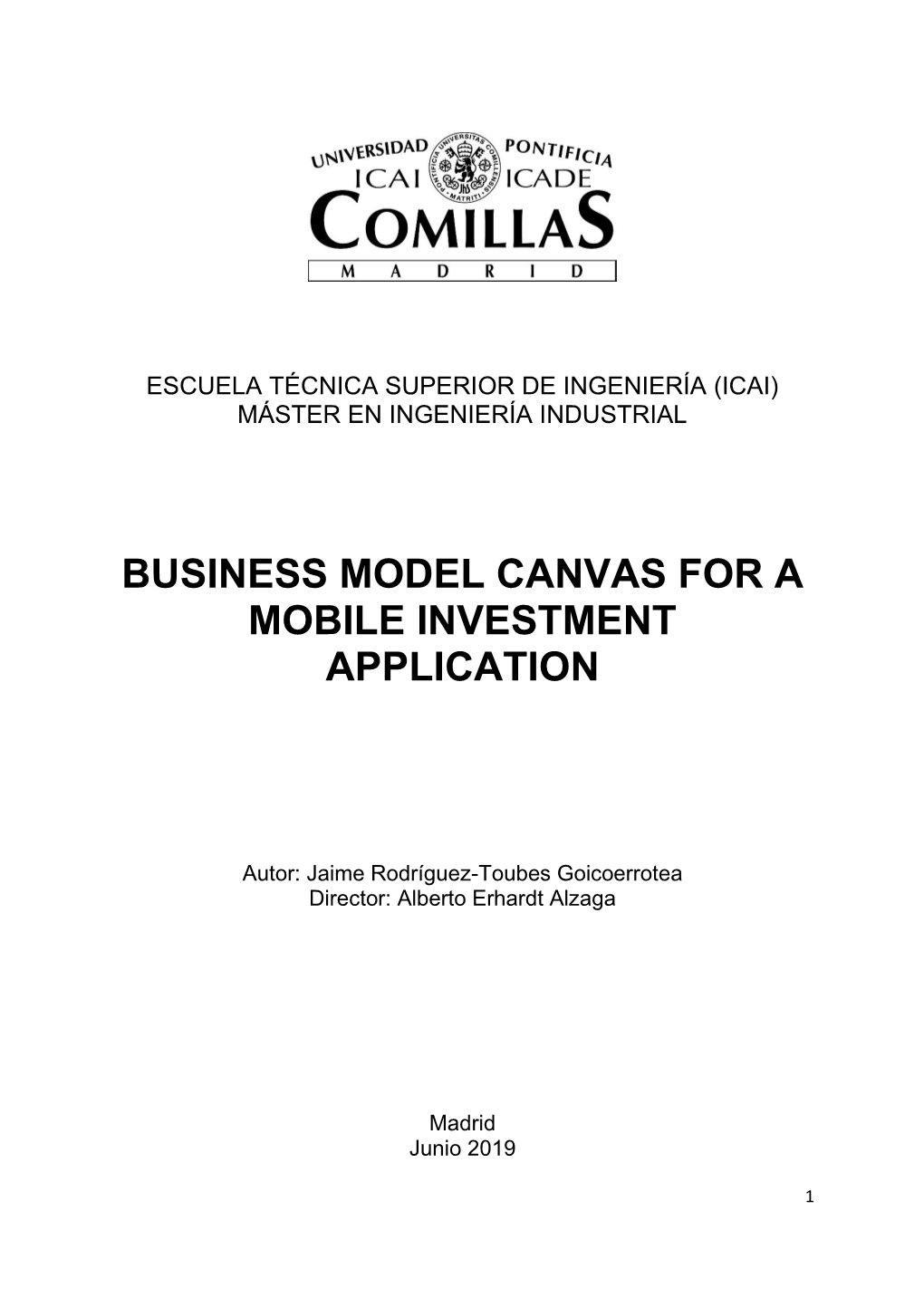 Business Model Canvas for a Mobile Investment Application